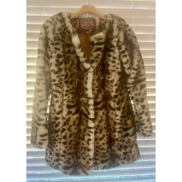 Southern Fried Chics Faux Fur Leopard Print Button Up Coat Size Small - Picture 4 of 13
